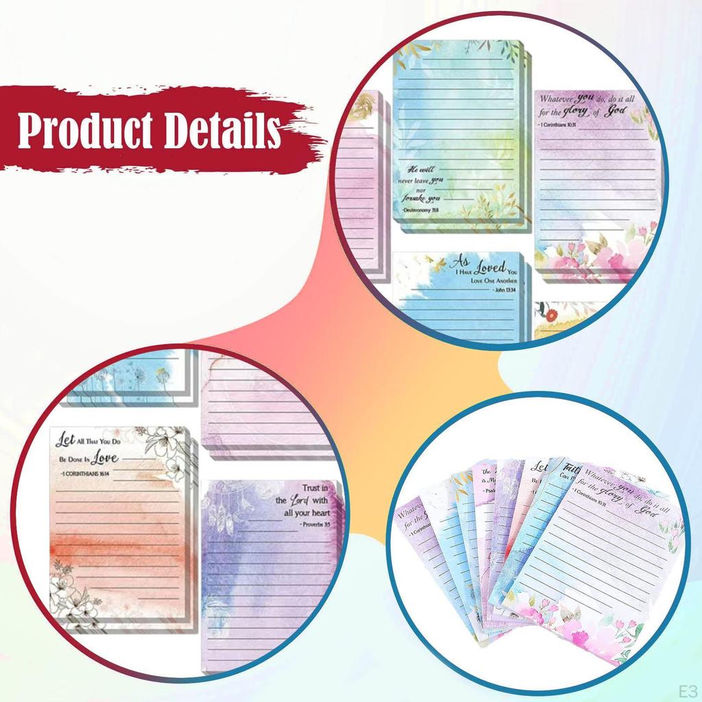 Floral Design Sticky Notes, Lined Lightweight, Removable, for Messages, Tasks Home