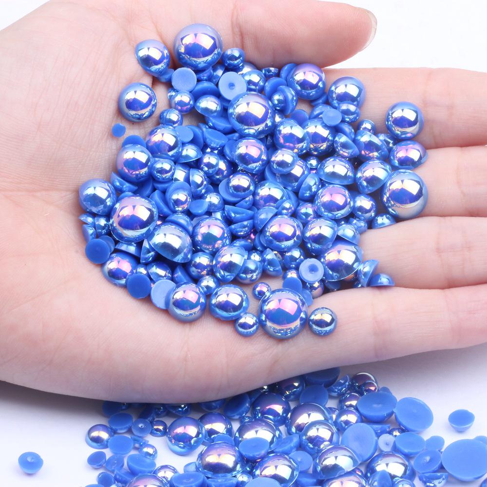 Colorful Flat-Bottomed Semi-Round ABS Imitation Pearls, 2-10mm, Mixed Sizes, 1000 Pieces for DIY Jewelry