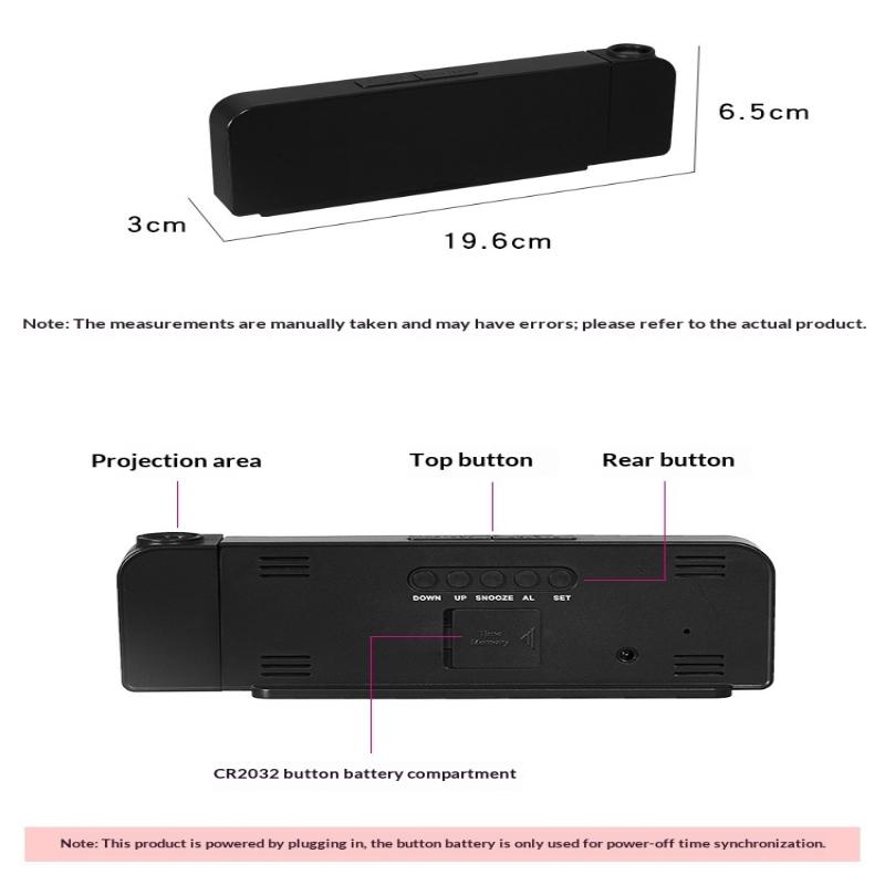 USB Powered Projection Alarm Clock TEMP Date Night Mode Power-off Memory Table Clock LED Digital Clock