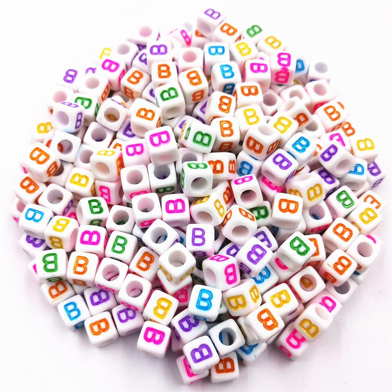 100 Pcs 6mm Acrylic Cube 26 Letters/Alphabet Colorful Loose Beads DIY Jewelry