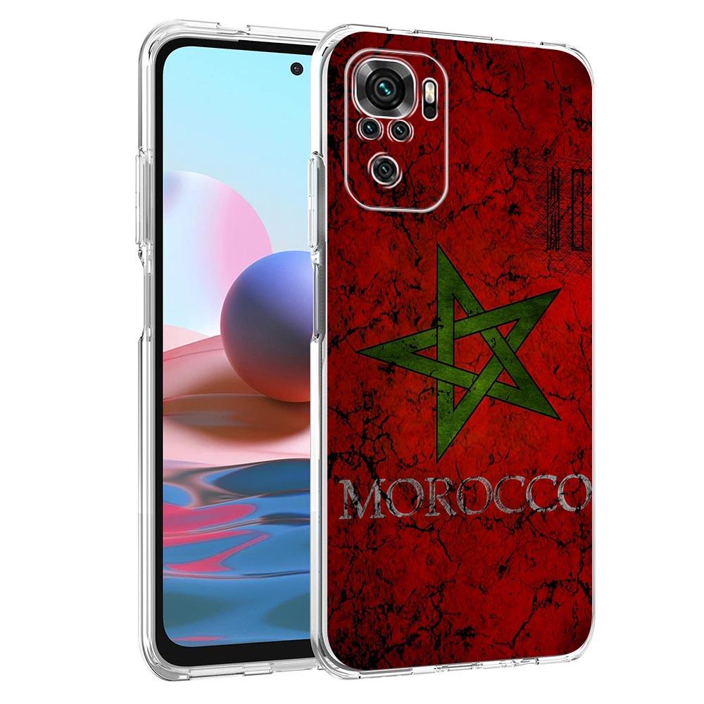 Ny Square Clear, myk telefonveske til Xiaomi Redmi Note 12 11 9S 9 8 10 Pro+ 7 8T 9C 9A 8A K40 spilldeksel Marokko flaggfotball