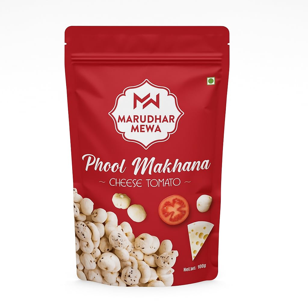 

Marudhar Mewa Cheese Tomato Makhana | Roasted & Crunchy Foxnuts | Savory Snack | Gluten-Free & Vegan | Guilt-Free Healthy Snacking