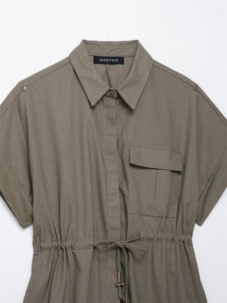 2025 Summer Women's Casual Lace-up Shirt & Wide-leg Pants Two-piece Set