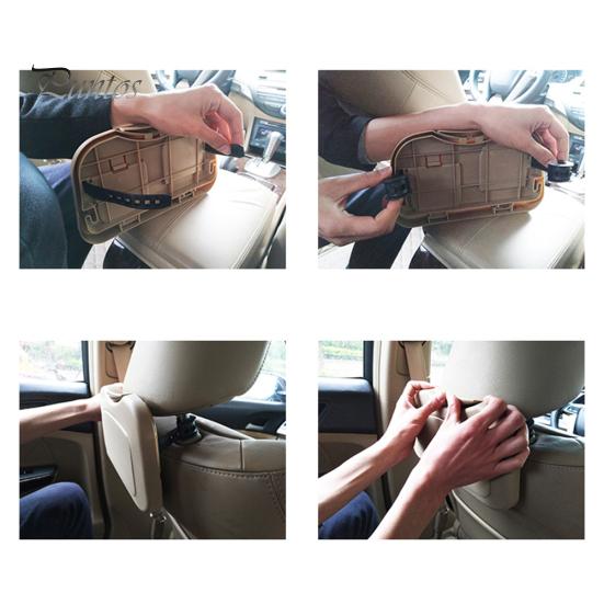 Mesa plegable de almacenamiento para asiento trasero de viaje en coche, soporte para bandeja y vasos para comida y bebidas, escritorio