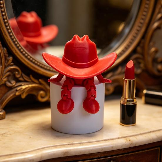 Desktop Ornaments Cowboy Hat Shape 3D Printed Figurine Faceless Funny Adjustable Sitting Posture Desktop Decoration