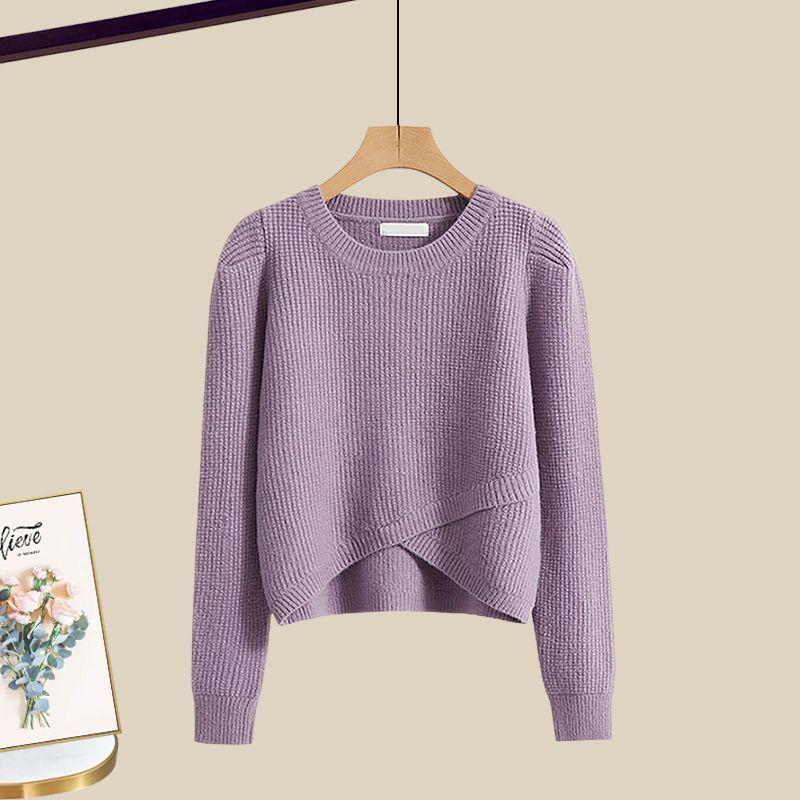 Spring suit women's 2 new large size wear temperament knitted sweater skirt Maillard wear a complete set