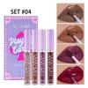 Mini Thin Tube Lip Gloss Poker Lipstick Set of 4 Matte Matte Non-stick Cup Lipstick