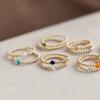 Anelli Vlen con Perline per Donna Placcati Oro 18K Pietra Naturale Elastici Estensibili Impilabili Minimalisti Gioielli per Dita Regalo Curativo