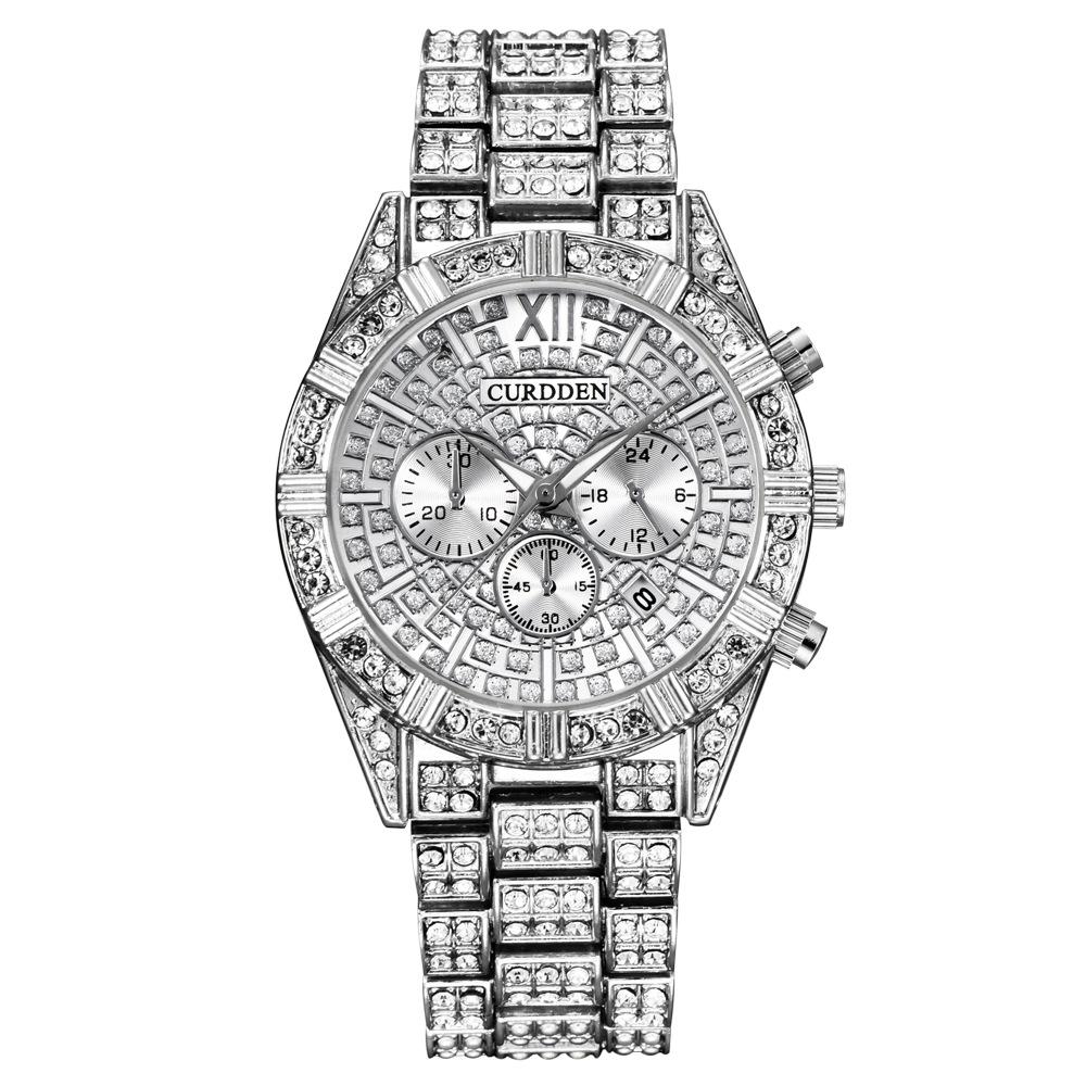 Diamond Watch Men's Hip-hop Gold Calendar Quartz Watch Men's