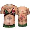 Lustiges T-Shirt Weihnachts-Bierbauch 3D-Druck Festliches T-Shirt, Y2K Herren T-Shirt Damen T-Shirt Weihnachtliches hässliches T-Shirt Streetwear