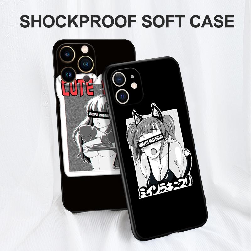 Schwarze TPU-Hülle für Motorola Edge 20 Lite Pro 2021 S Moto E20 E30 E40 E7 4G G 5G Plus Waifu Girl Anime