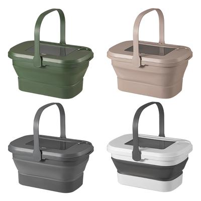 Multifunctional Folding Picnic Bucket With Lid Portable Camping Table Outdoor Travel Food Fruit Water Storage Container