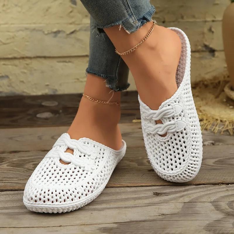 2025 New Summer Hot Sale Women's Outdoor Casual Closed Toe Sandals Hollow Floral Ladies Slippers for Daily Zapatos De Mujer