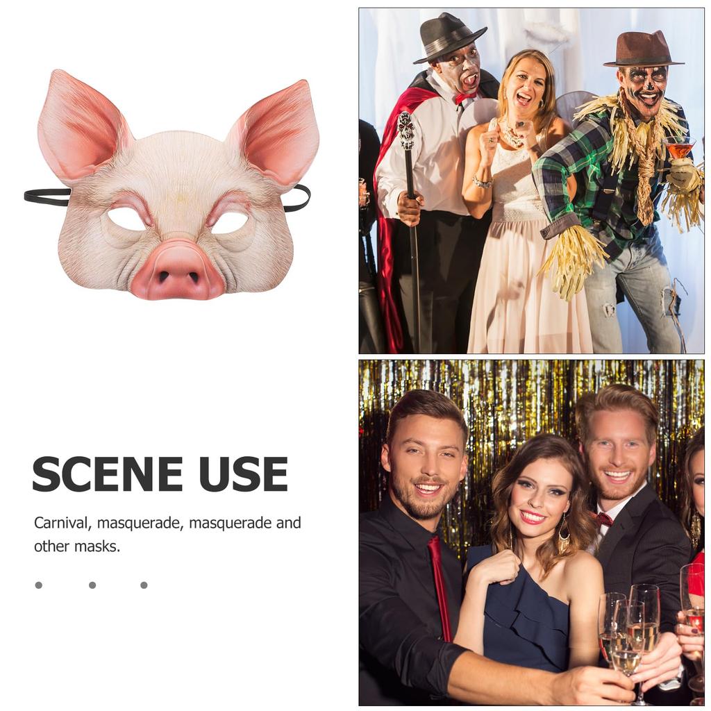 POPETPOP Animal Half Mask, Pig Half Mask, Halloween EVA Half Face Animal Masquerade Mask, Cosplay, Haunted House, Costume Parties, Festivals, Pink