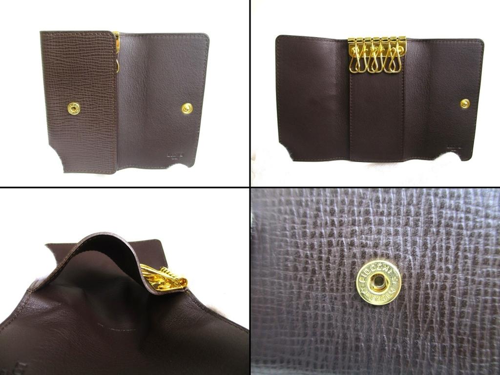 Portachiavi LOEWE Anagram autentico in pelle marrone scuro da 6 pezzi #a641 ricondizionato