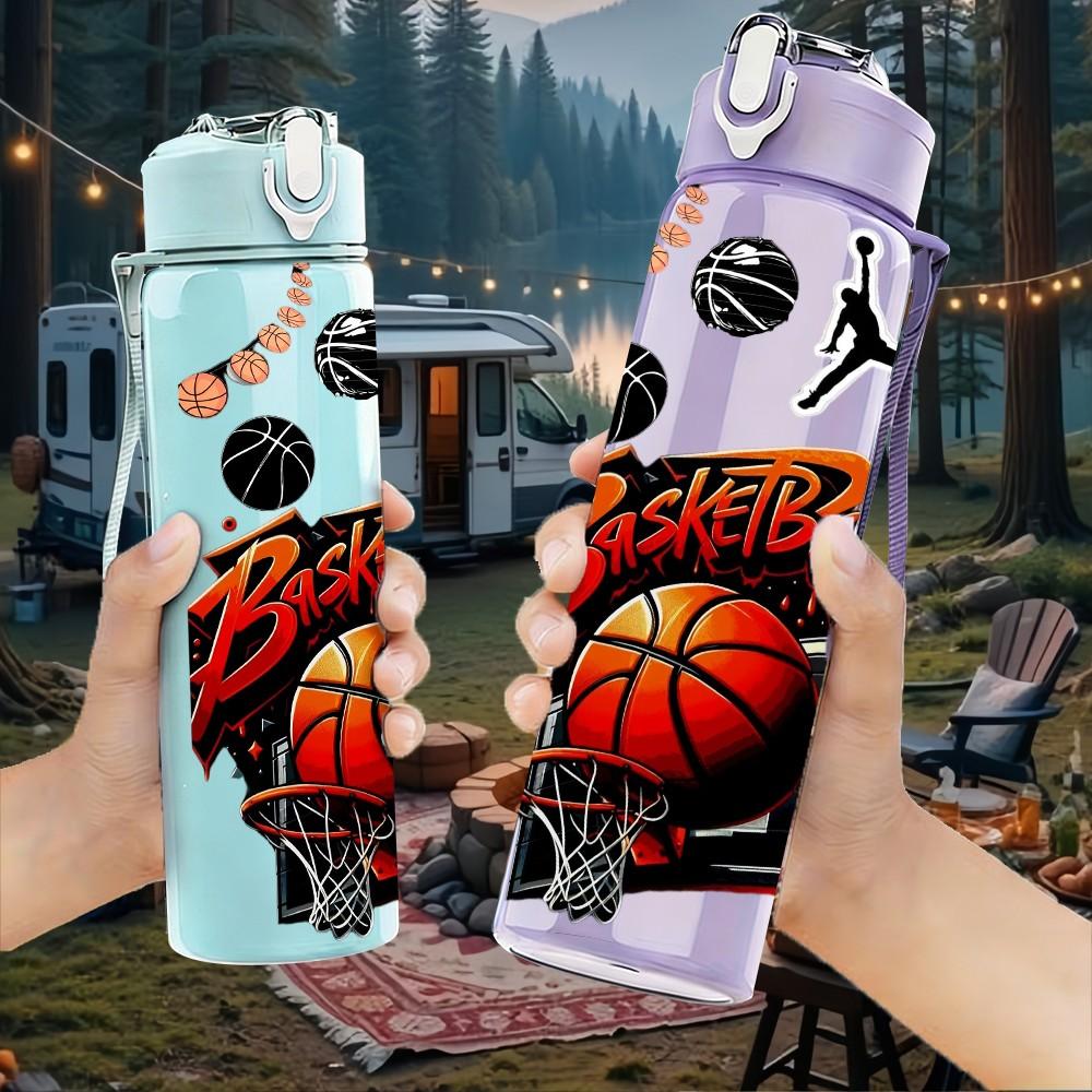 1 PZ Giocatore di Pallacanestro Dinamico Sportivo Pop Art 750ml Colore Plastica Borraccia Sportiva Anti-perdita Tappo a Flip con Cannuccia Adatto per Sport Ufficio Uso Domestico