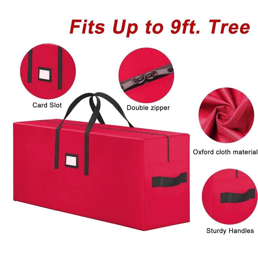 Large Christmas Tree Storage Bag Waterproof Tub Xmas Tree Decoration Wreath Storage Box Handles Organizer for Home