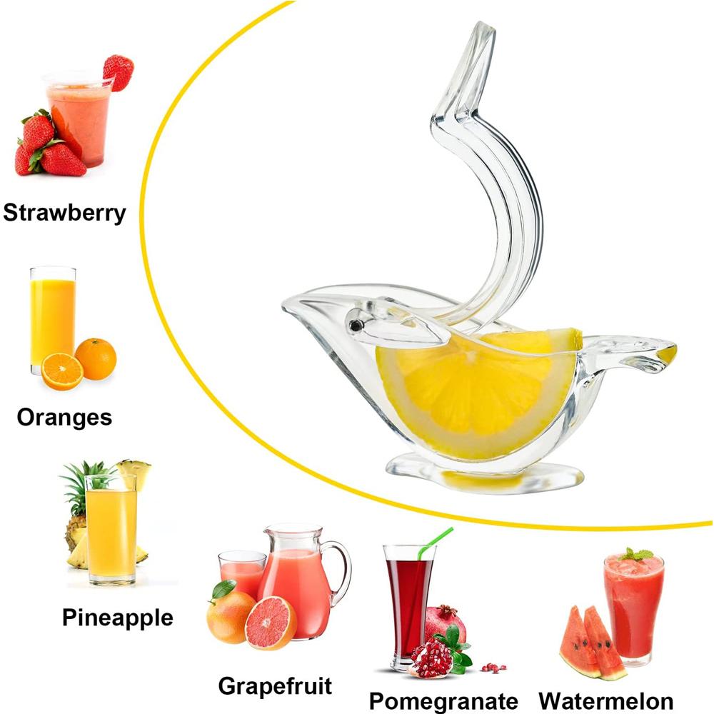 Manual Lemon Squeezer Bird Acrylic Lemon Slice Squeezer Portable Transparent Fruit Juicer Hand Juicer for Orange Lemon Lime Y202