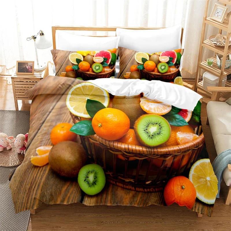 Fruit Duvet Cover Set Queen Size Quilt Covers Double Bed 220x240 3D Single Thin Bedding Set 2PCS 3PCS Pillowcase Full Twin King