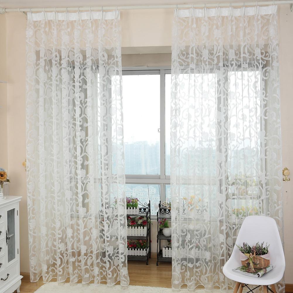 1PC Lozujoju Home Decor Jacquard White Voile Fabrics Modern Window Screening Tulle Curtains