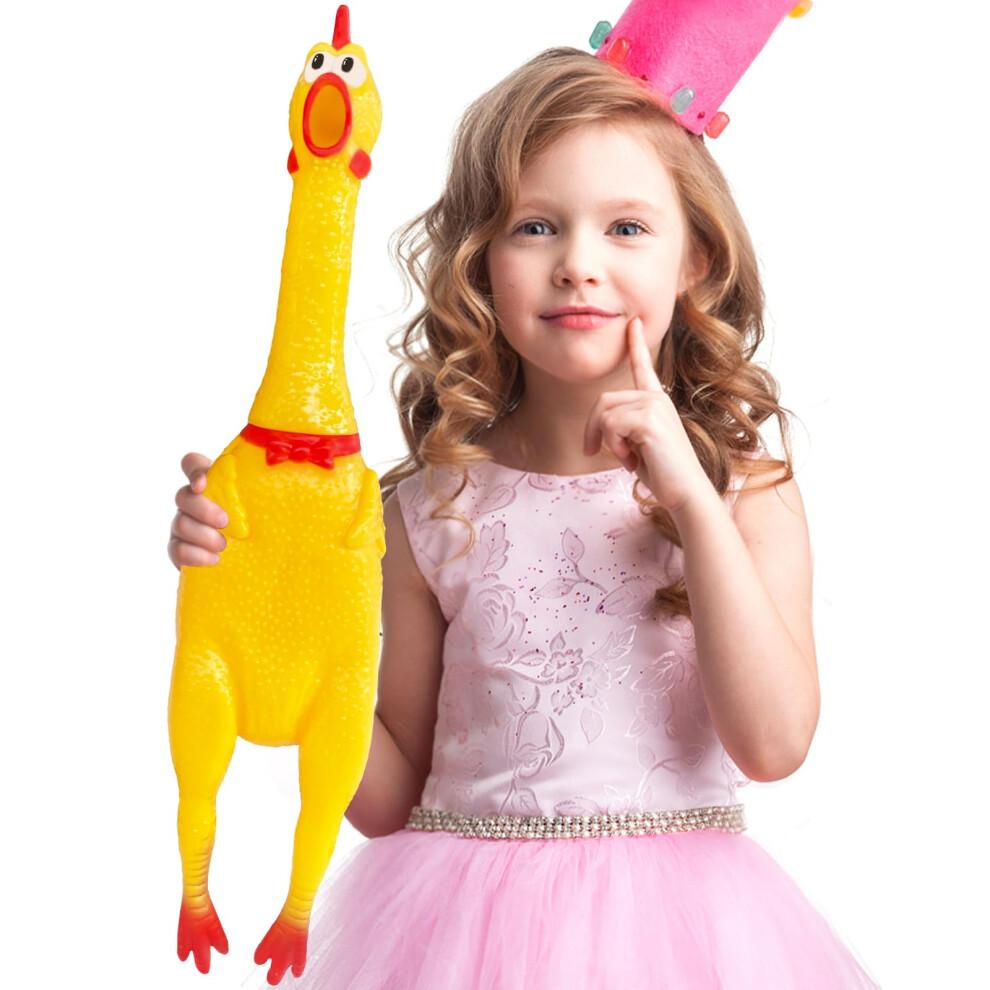 Xeehwb 22 Inch Crazy Huge Rubber Chicken Yellow Squeeze Chicken Toys Squeaky Chicken Dog Toys Squawking Prank Novelty Gag Gift