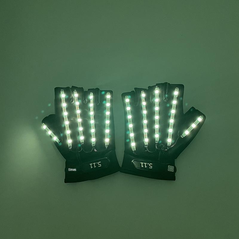 LED Wolverine Handschuhe & Dreifarbige Leuchtbogen-Brille für Bühnen- und Barauftritte