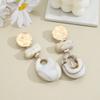 Retro Geometric Hollow Pendant Earrings with Milk Coffee Gradient Design