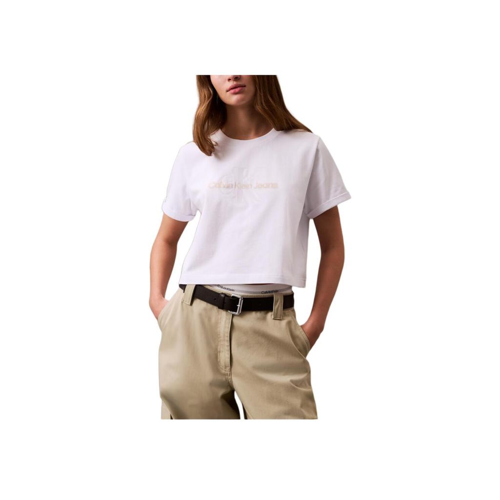 Calvin Klein Minimalist Comfortable Short Sleeve Logo T-Shirt Women Tops Bright-White 47AB814-YAA
