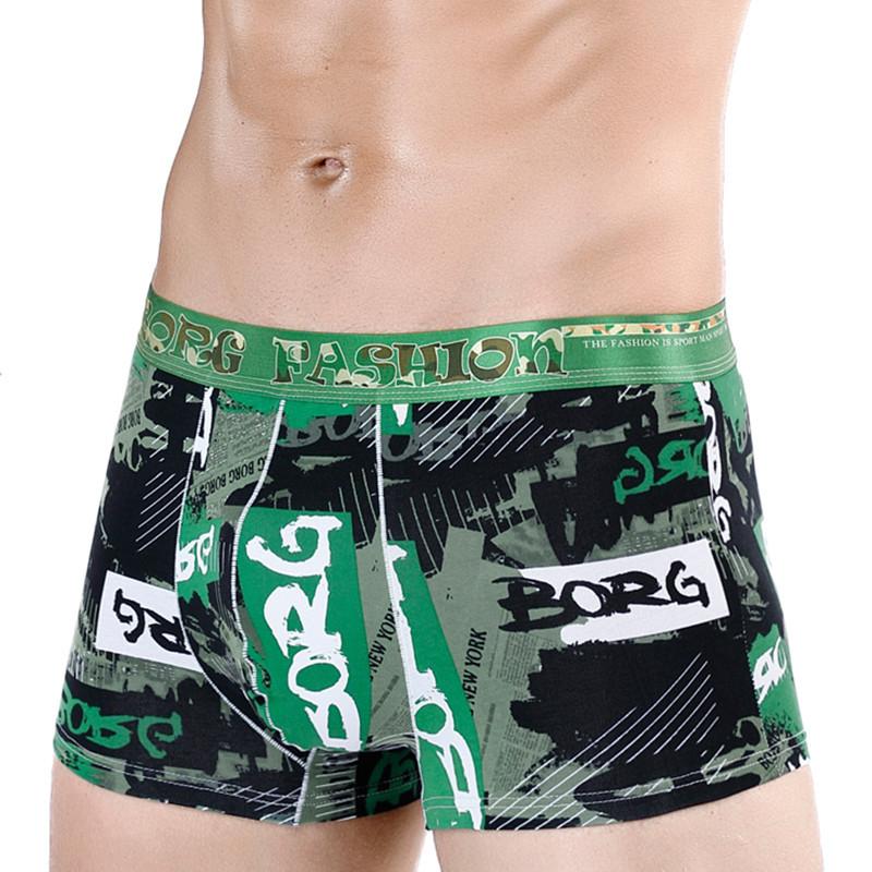 Nové prvotřídní pánské boxerky s bavlněným potiskem sexy tide pánské krátké kalhotky se čtyřmi rohy