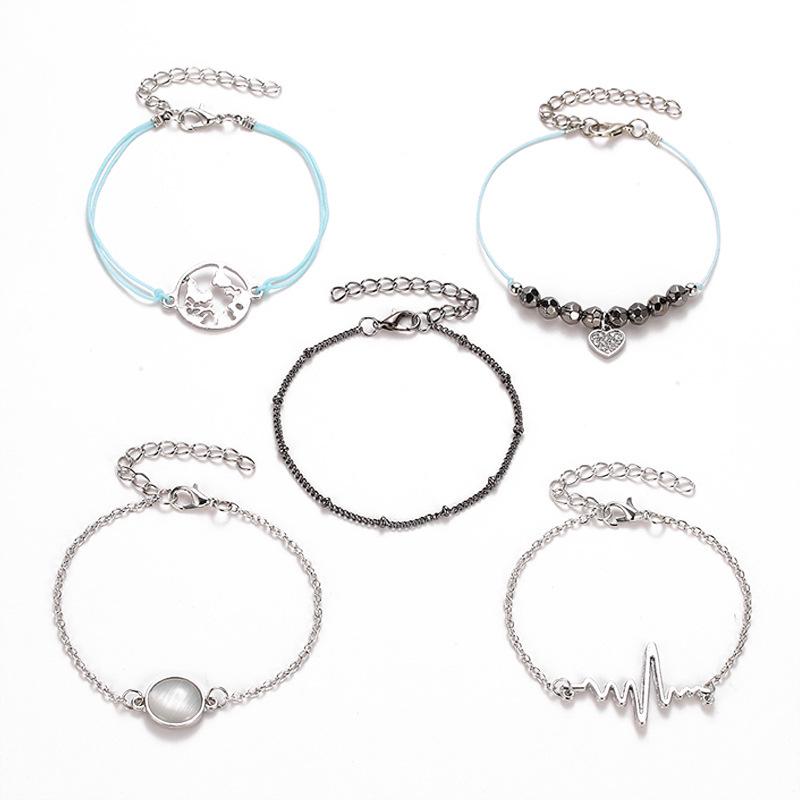 Bohemian Retro Suit: Tassel, Letter, Beaded, Turtle, and Braided Bracelets