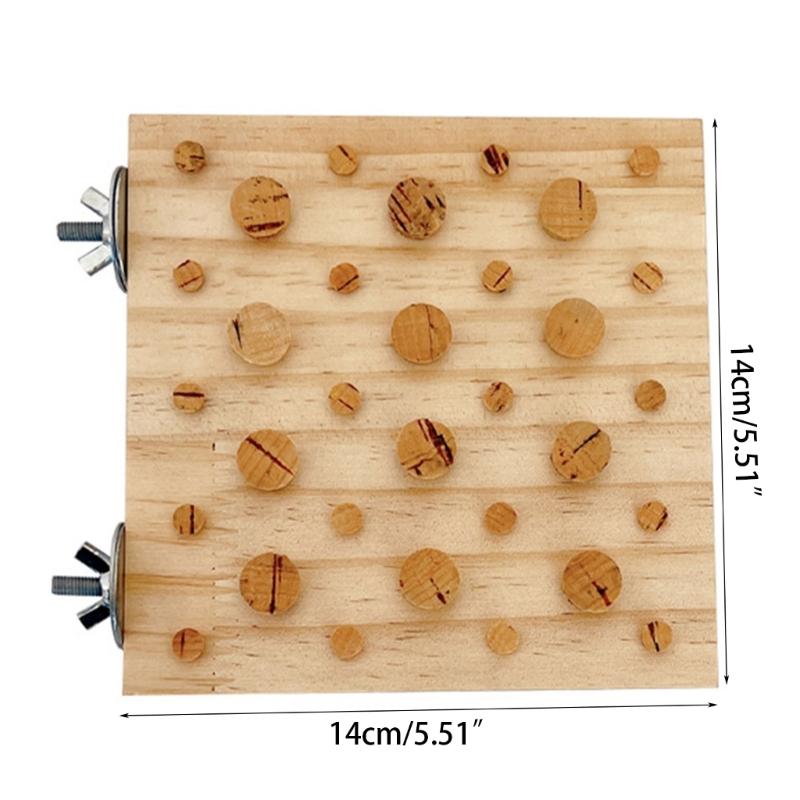 Bird Toy Parrot Pecking Toy Birdcages Block Grinding Foraging Cork Toy Small Medium Bird Cage Wood Puzzle for Conures