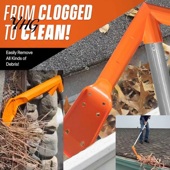 Roof Eaves Debris Removal No-Climb Gutter Cleaning Tool, Ground-Level Cleaner with 45-Degree & 120-Degree Multi-Angle Head, Home Exterior Supplies