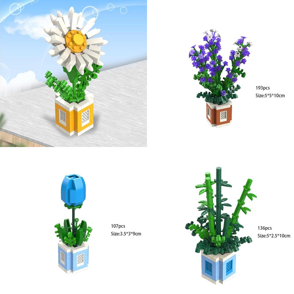 Flower Blocks Model Toy Kids Gift – Creative Simulate Flowers Decoration