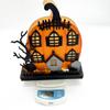 Home Halloween Tabletop Decoration, Lighted Wooden Haunted House Pumpkin Decoration Ornaments, Battery Operated Pumpkin House Ornament Party Supplies