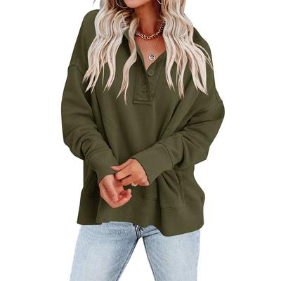 Lockeres, lässiges Pullover-Sweatshirt für Damen, langärmelig, einfarbig