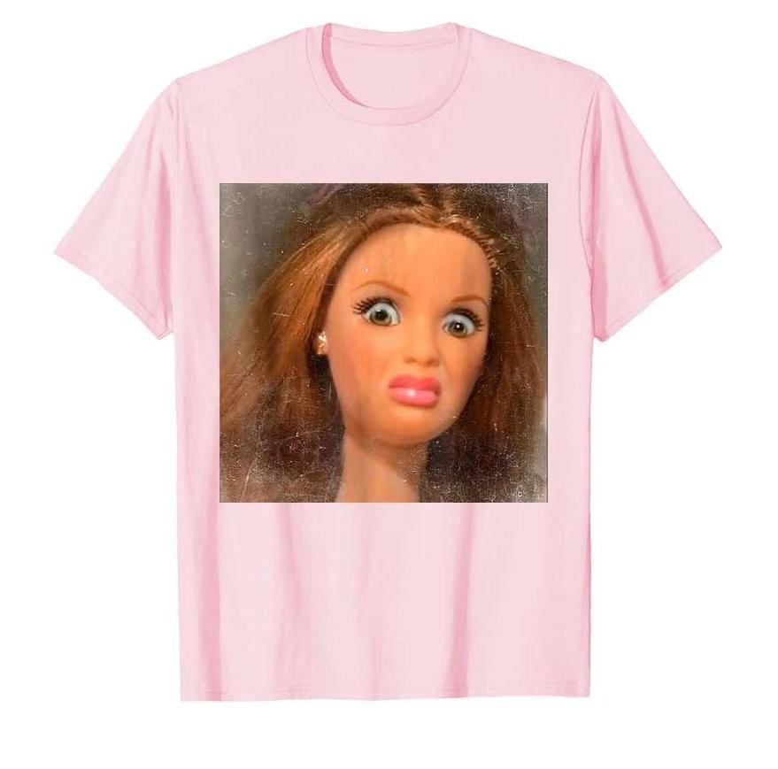 Funny Disgusting Doll Face Meme Tshirt for Unisex Women T Shirts Short Sleeve Tops Fashion Harajuku Kawaii Tshirt Y2K Clothing S
