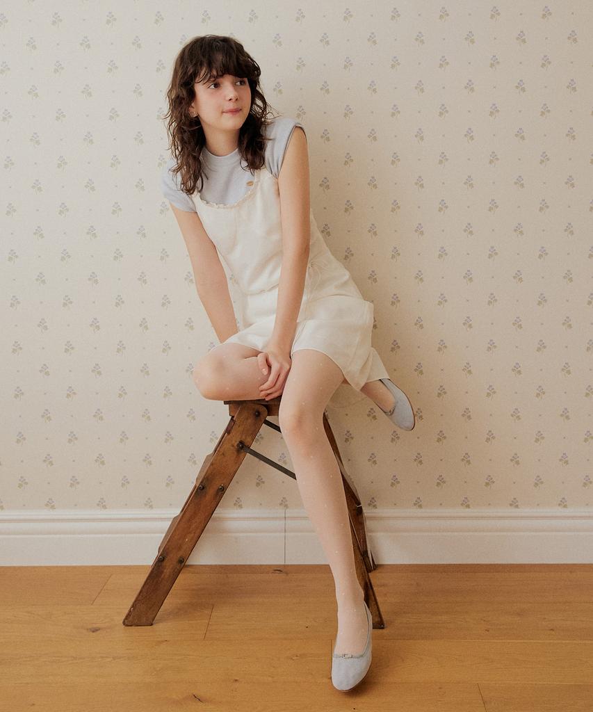 Adowl Jacquard Rope Belt Frill Neck Mini Dress - Ivory
