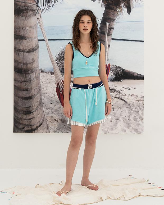 EDENIK Ezs4Pt52Gn Resort Terry Layered Shorts (Green)