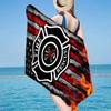 Firefighter Braving Flames Beach Towel, Super Soft Microfiber, Gift for Her/Him, Birthday, for Pool, Beach, Travel, Home Decor Fan Gifts