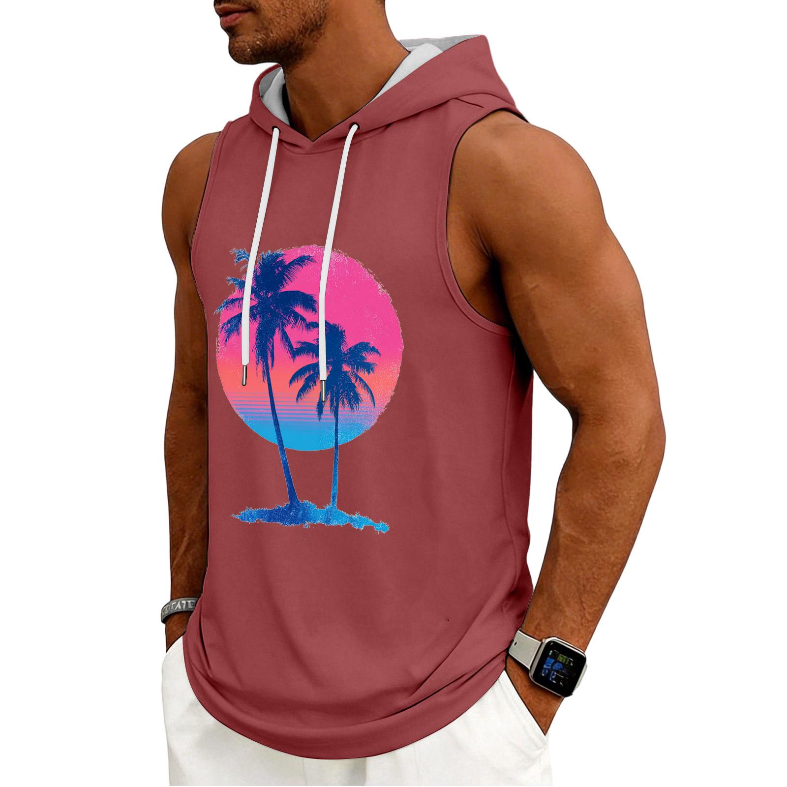 

Men s Tank Top Gym Sleeveless Hoodie Shirt Washed Sports Muscle Shirts Fitness Vest With Hood S Кіновар