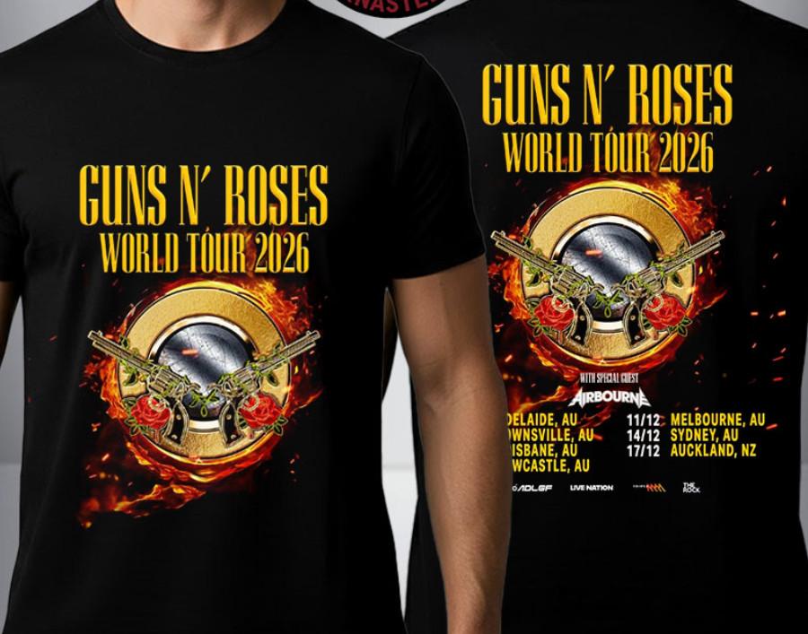 Guns N Roses World Tour 2026 Australia And New Zealand Official Tour T Shirt Unisex T-Shirt