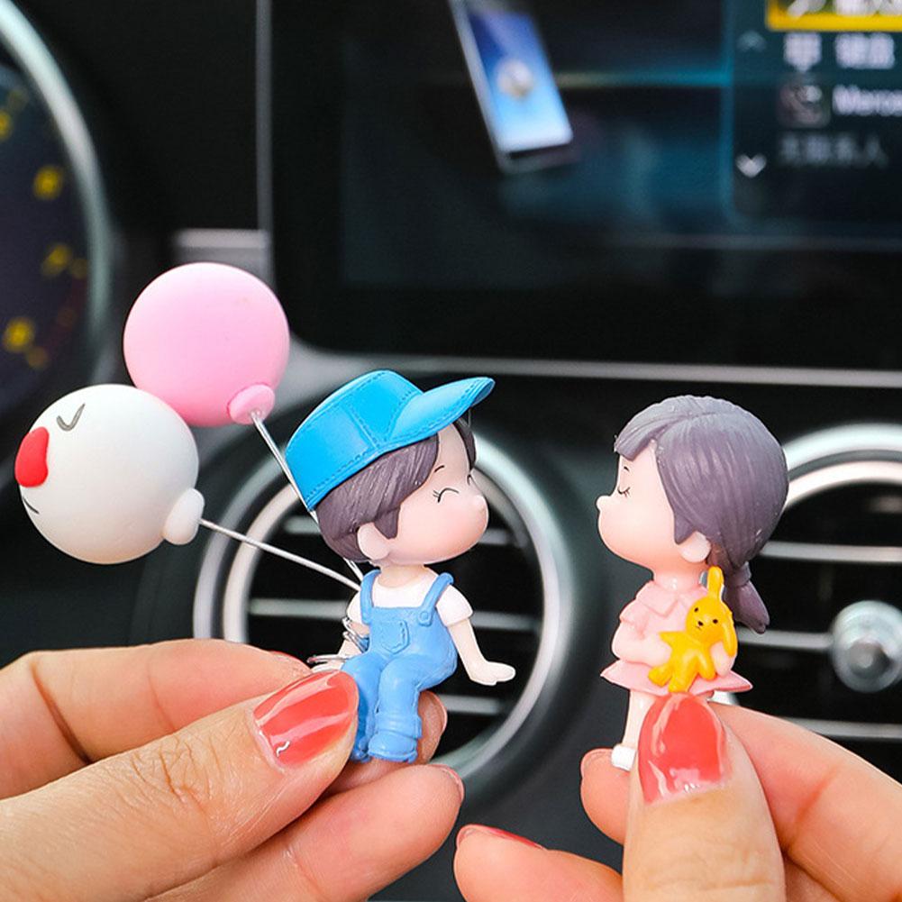 Car Decoration Cute Cartoon Couples Figure Figurines Balloon Ornament Auto Interior Dashboard Accessory For Girls Gifts Supply