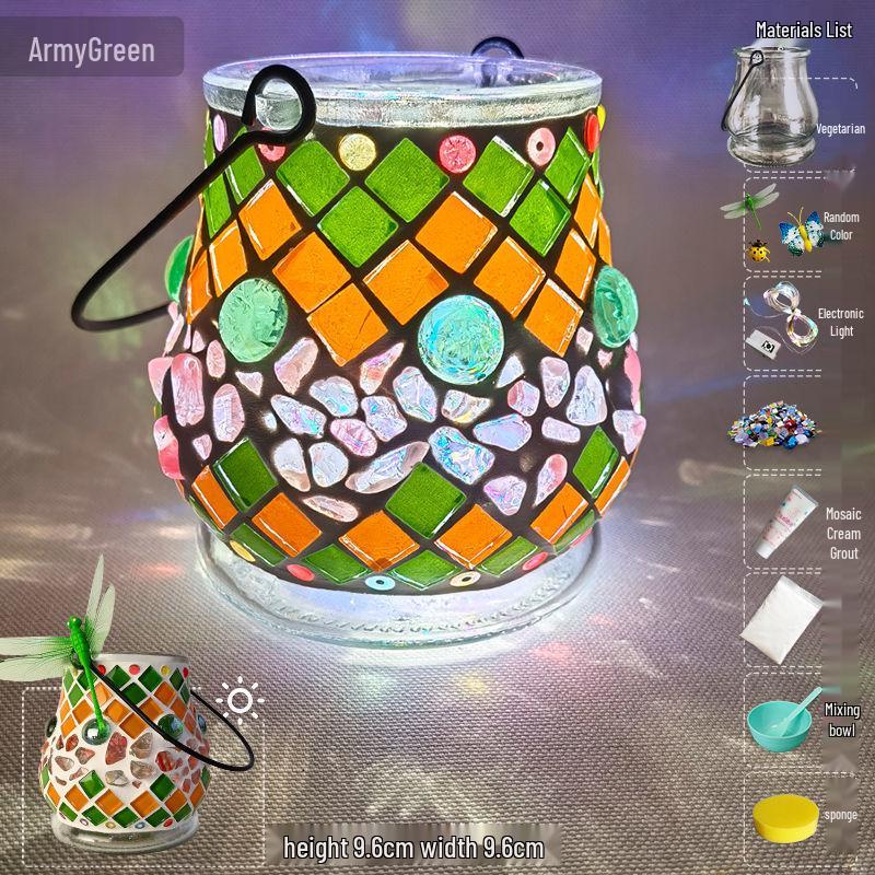 Glass Mosaic Candle Holder DIY Kit: Handmade Parent-Child Educational Toy for Children's Day