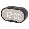 Digital Alarm Clock USB LED Display White Light Mirror Electronic Desktop Clock for Bedroom Living Room Office Black