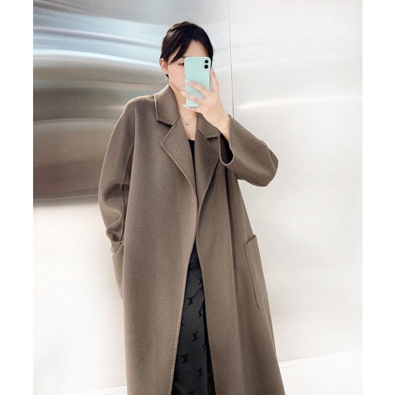 High Water Ripple Double-sided Wool Coat Women Long Bathrobe Style Autumn Winter Coat