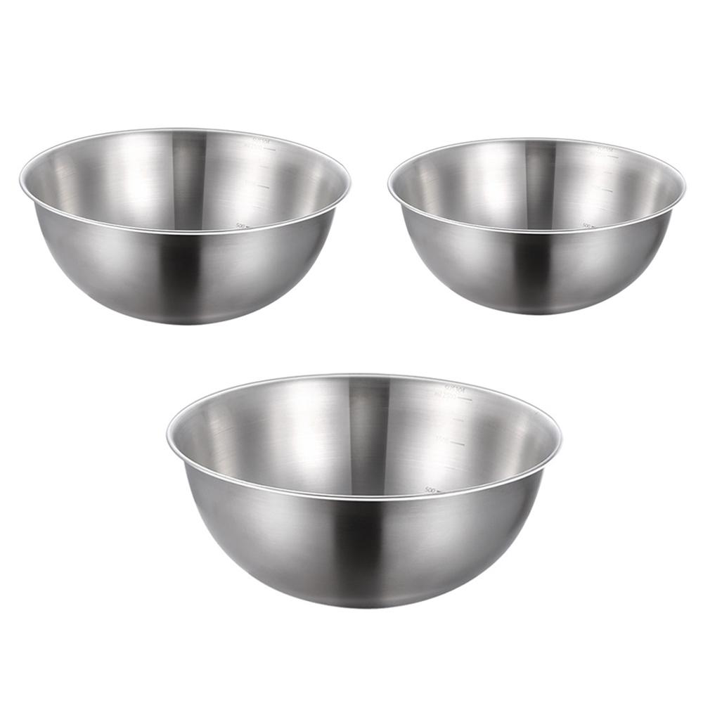 

22cm+24cm+26cm 3Pcs Salad Bowl Stainless Steel 304 Mixing Bowl with Measurement Markings for Kitchen/Baking (No FDA)