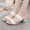 Women's High Heels Slippers 2024 Summer Sandals Lady Sexy Comfortable Shoes Female Cute Pu Leather Sandals Zapatos Mujer