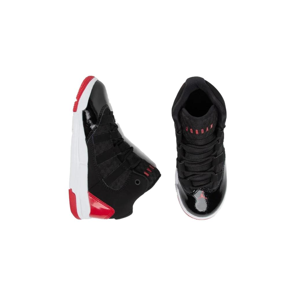 Jordan Max Aura Slip Resistant Cushioning Abrasion Resistant Mid top Children's Basketball Shoes Black Red AQ9216-006