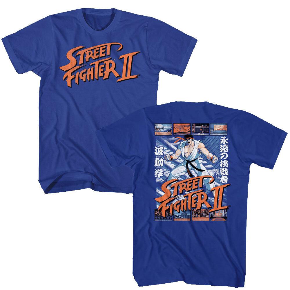 Street Fighter II Ryu Game Scene Collage Japanese Writing Men T-Shirt M
