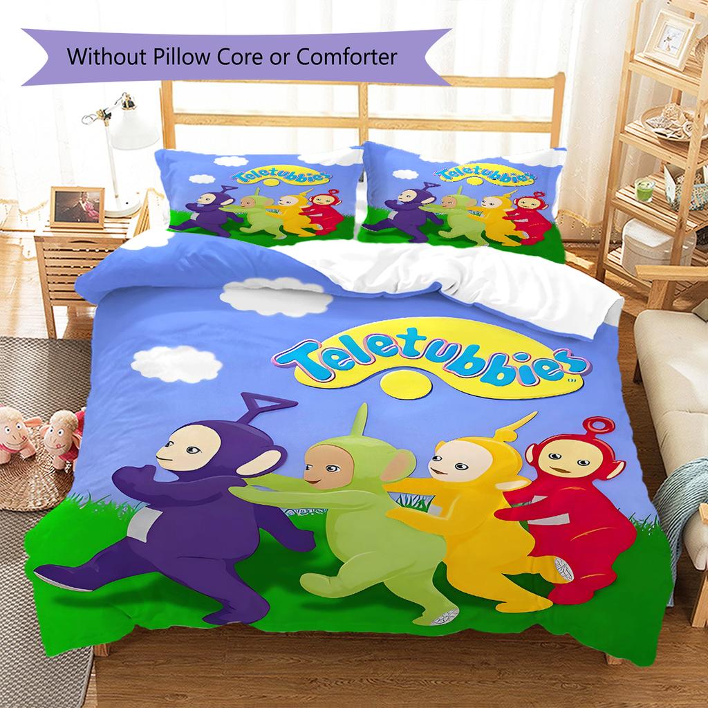Set Copripiumino Trapuntato con Fantasia Teletubbies Federa Decorazione per la Casa Regalo (1 * copripiumino + 2 * federa, senza nucleo)